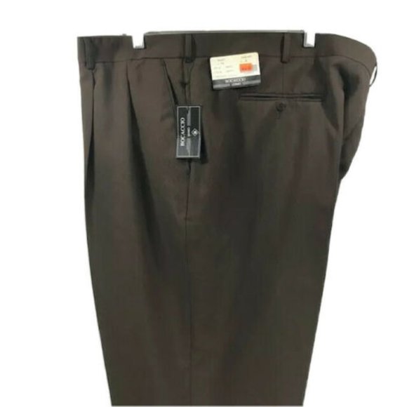 Bocaccio UOMO Men's Brown Dress Pants Pleated - Picture 1 of 4